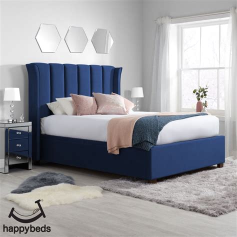 blue bed frame bedroom ideas.